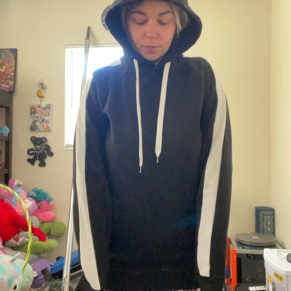 Black Hoodie with White Stripes
